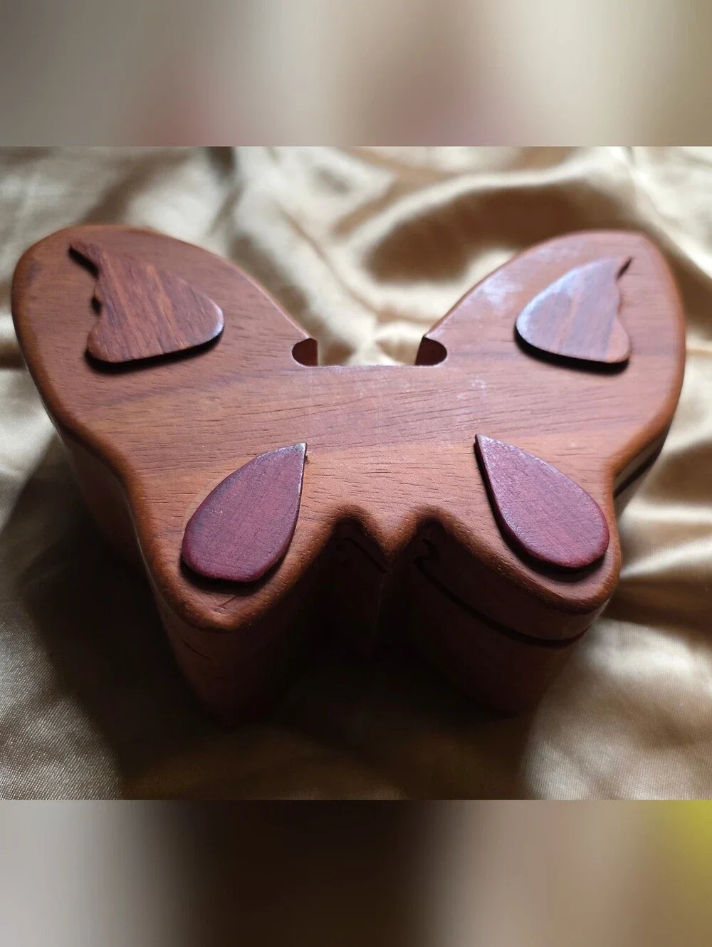 Handmade Wooden Butterfly Puzzle Box - Brown with Mahogany And Rosewood Accents